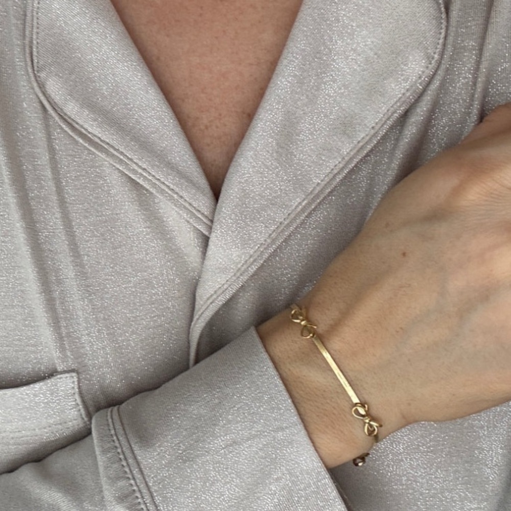 Veinci Jewelry Feminine Gold Bow Herringbone Bracelet Hypoallergenic